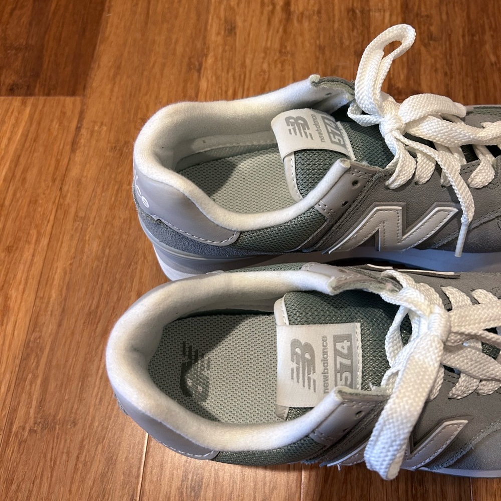 Women's New Balance 574+ Platform Sneakers WL574ZSG Green/Grey 9.5 EUC - Picture 9 of 10